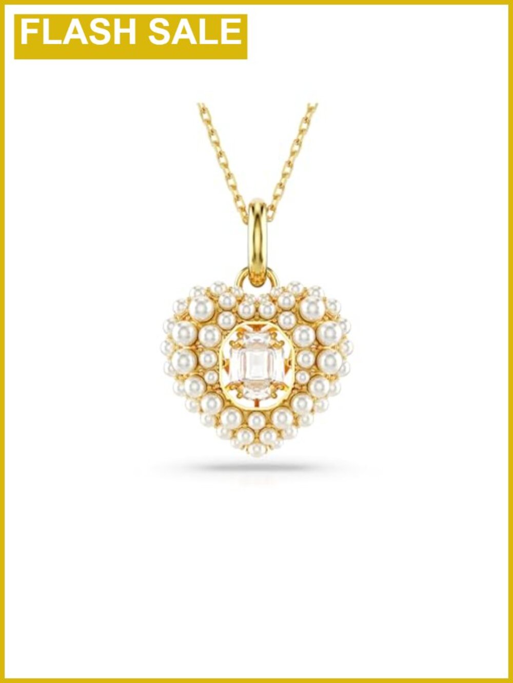 Swarovski Hyperbola Crystal Heart Pendant Necklace Gold-Tone